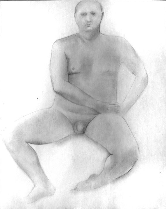 Frontal view of seated man
